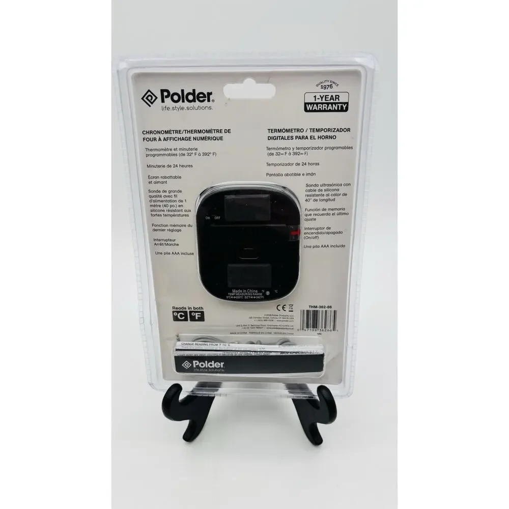 New Polder Digital In-Oven Thermometer & Timer THM-362-86 New Sealed